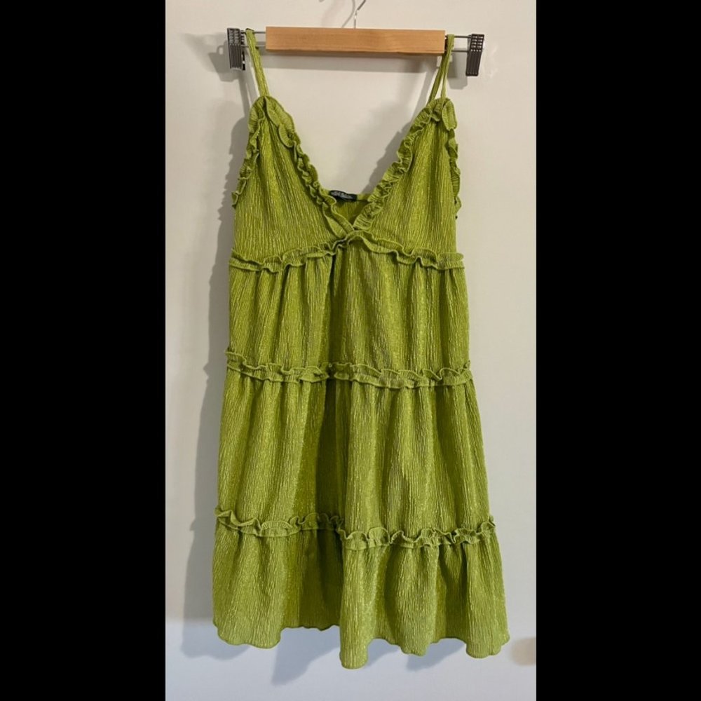 Womens Sleeveless Tiered Babydoll Dress by Wild Fable Size S Green